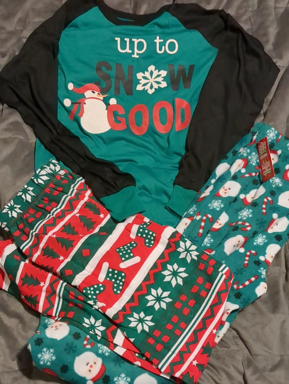 🎄Kids Green 'Up to Snow Good' Holiday Pajama Set